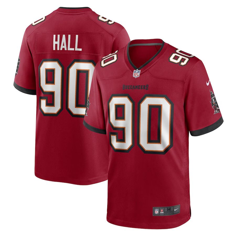 Men Tampa Bay Buccaneers #90 Logan Hall Nike Red Game Player NFL Jersey